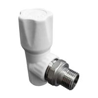 Кран PP-R шаровой белый НР Дн 20х1/2" угловой для радиатора VALFEX 10148020