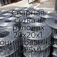 Сварная сетка в рулонах 20х20х1 оцинкованная (1х25м)