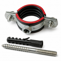 Хомут трубный сталь оц с резин прокладк 6" (Дн 158-166) ±2мм М10 б/к (Россия)