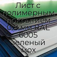 Лист с полимерным покрытием 0.8 мм RAL 6005 зеленый мох
