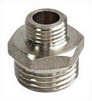 Ниппель латунь никель переходной Ду 20х15 (3/4"х1/2") НР Valfex VF.580.N.034.012