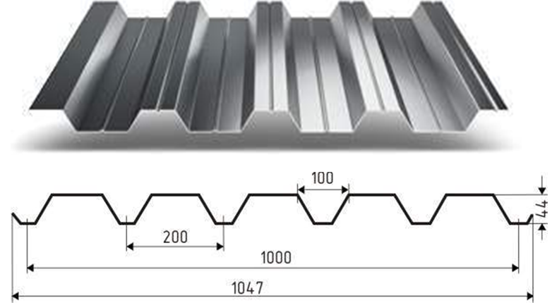 Профнастил НС44-1000 Профнастил НС44-1000