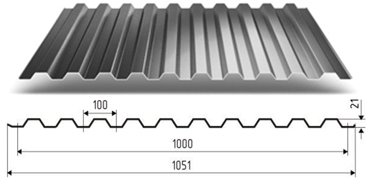 Профнастил С21-1000 Профнастил С21-1000