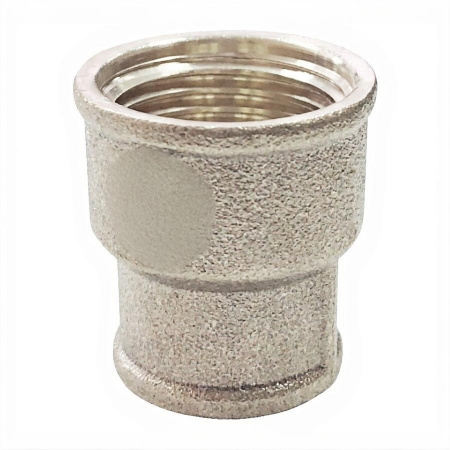 Муфта латунь никель переходная Ду 50х40 (2"х1 1/2") ВР/ВР VALFEX VF.240.N.200.112